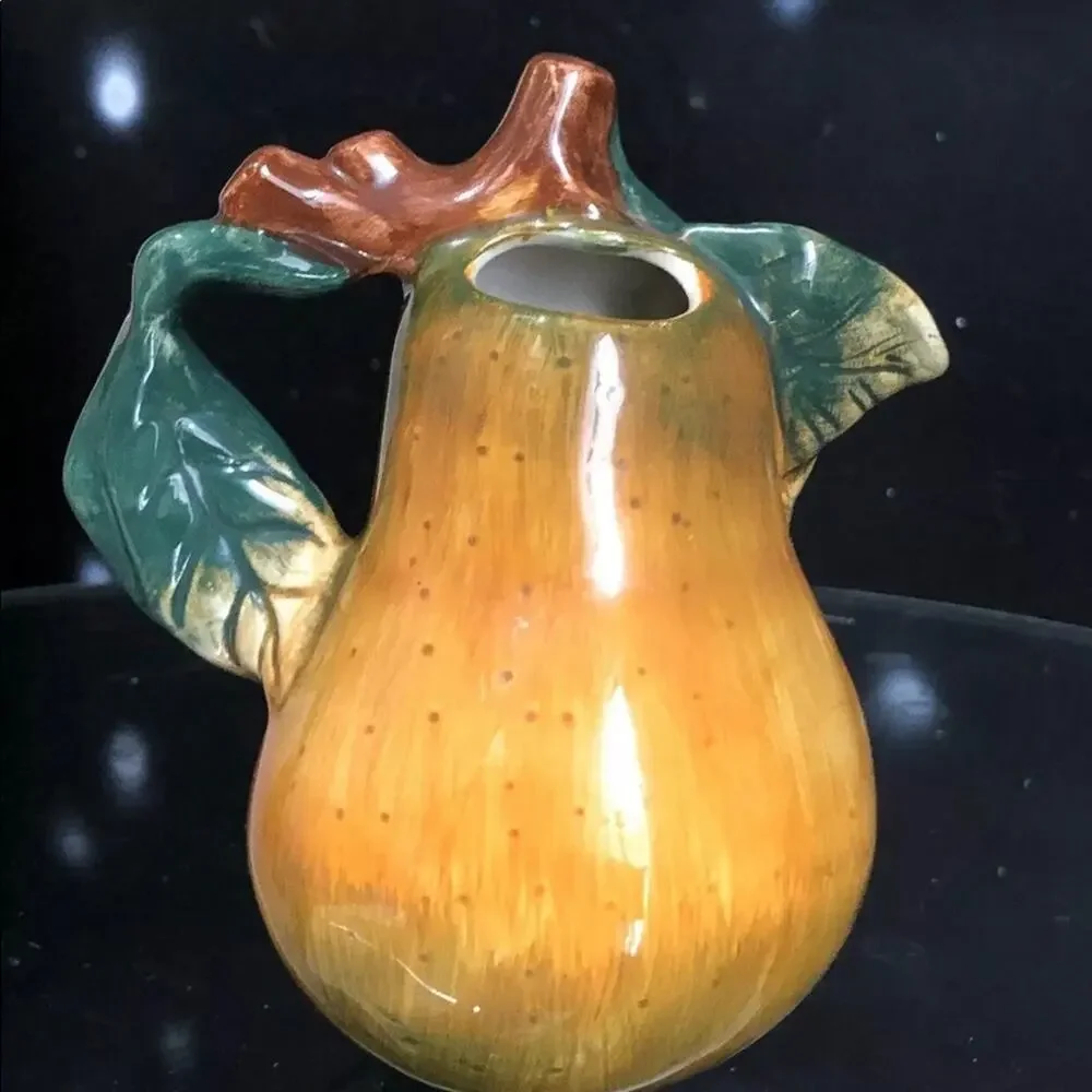 Sakura Sonoma Golden Yellow/Green Pear‎ Hand Painted Small Pitcher Creamer